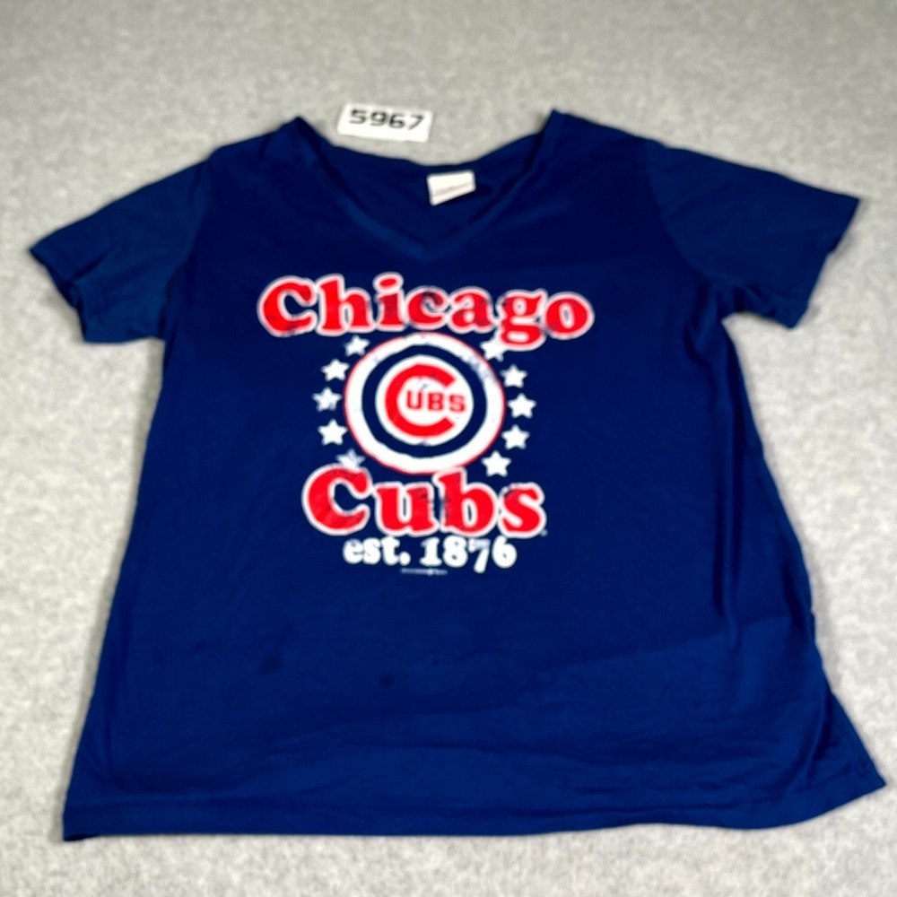 Chicago Cubs T Shirt Womens Large Blue Cotton MLB Baseball Genuine Merchandise